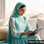 UI 패턴 및 사례 연구 - **Prompt:** "A radiant young Arab woman, elegantly dressed in a contemporary modest outfit (long-sle...