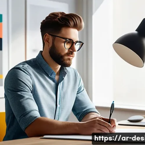 디자인 소프트웨어 비교 - **The Visionary Designer**
    A highly detailed, realistic image of a thoughtful graphic designer i...
