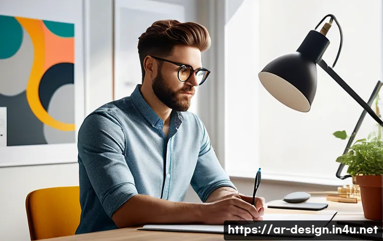 디자인 소프트웨어 비교 - **The Visionary Designer**
A highly detailed, realistic image of a thoughtful graphic designer i...